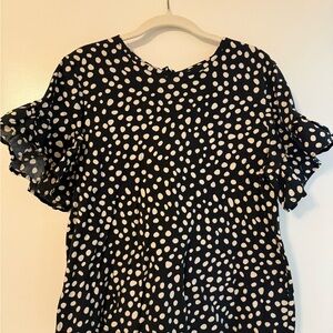 Who What Wear Black and White Polka Dot Top